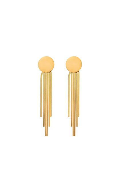 Non-Tarnish Steel Long Tassel Round Earrings-Thin Size 9 cm