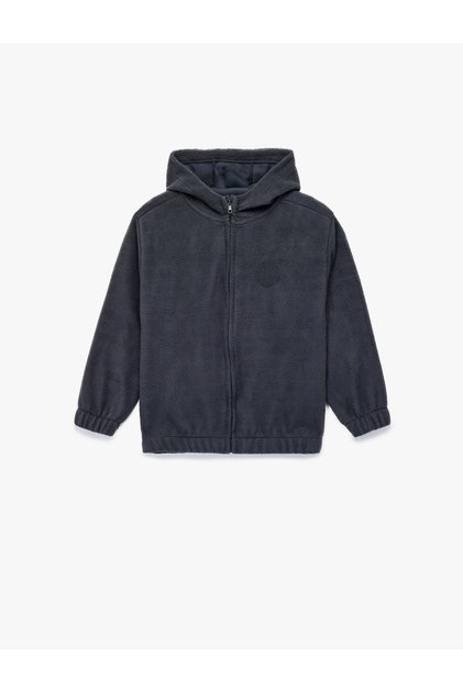 Long Sleeve Zippered Hooded Fleece Sweatshirt