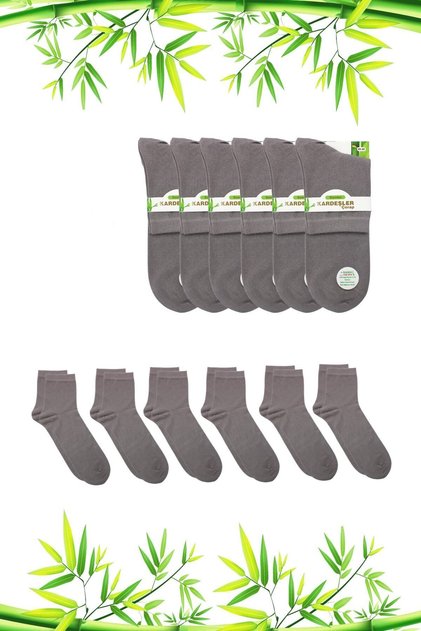 Men's Bamboo Half Socks Plain Gray Socks Stitch-Free Pack of 6