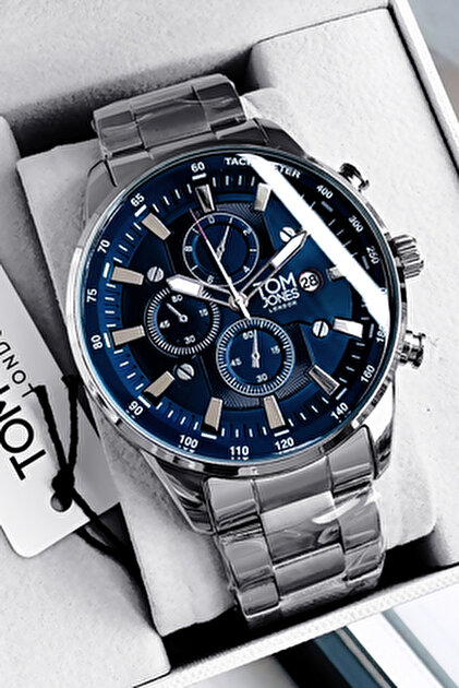 Tom Jones Oriijinal Hediyelik Takvimli Erkek Kol Saati Gümüş Renk