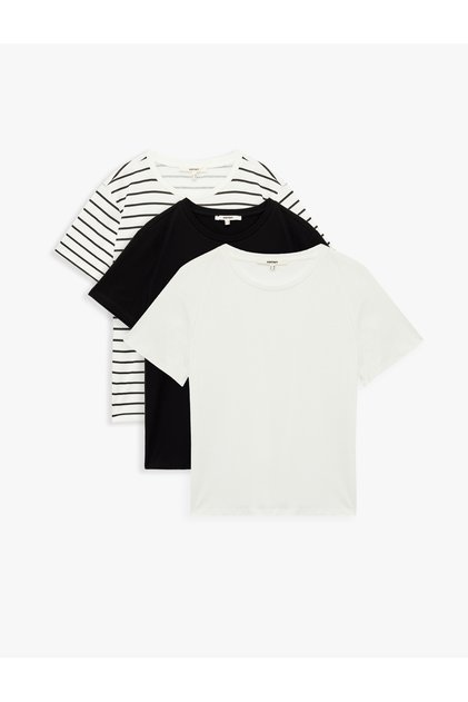 3 Pack Cotton Short Sleeve Crew Neck T-Shirt Set