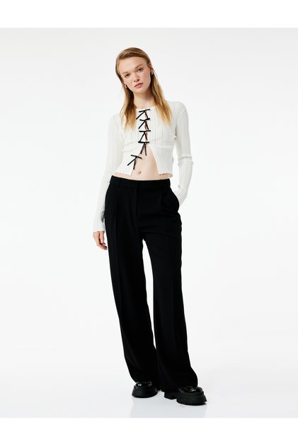 Viscose Crew Neck Long Sleeve Bow Knitwear Cardigan