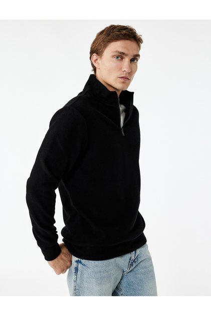 Long Sleeve Ribbed Half Zip Sweatshirt