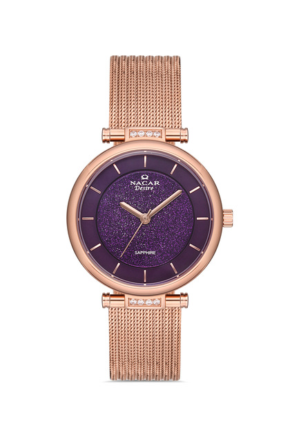 SAFİR CAM ROSE GOLD KADIN KOL SAATİ NC33-398078-RPMS