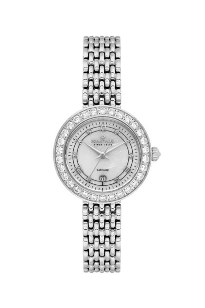 Sapphire Glass Silver Women's Wristwatch Nc34-39B717-Asms