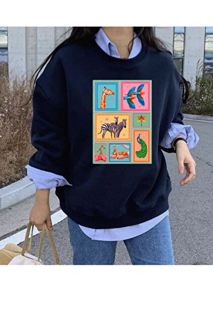 Animals Printed 3 Thread Sweatshirt