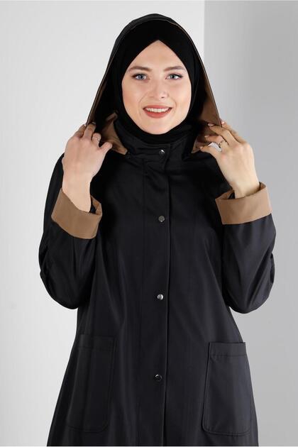 HOODED POCKET STRAP TRENCH COAT 10501