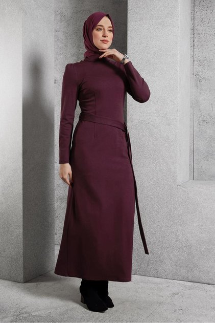 KEMERLİ TESETTÜR ELBİSE 45258