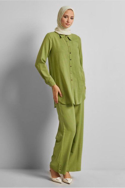Linen Effected Trousers Suit 45688