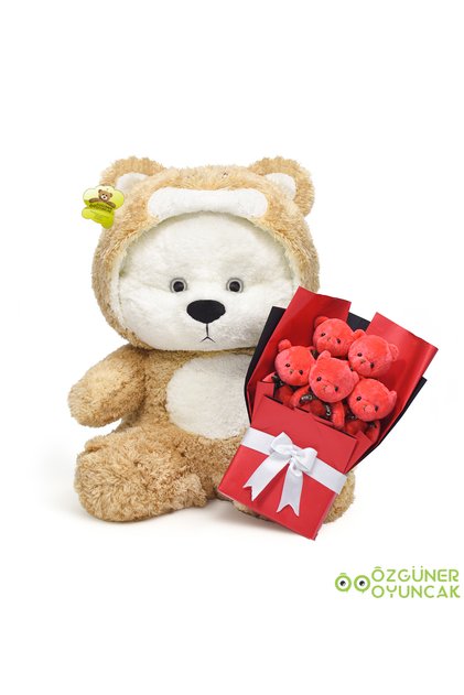 Unforgettable Surprise for Your Loved One – Sleepy Bear 90 cm and Plush Bouquet Gift Set