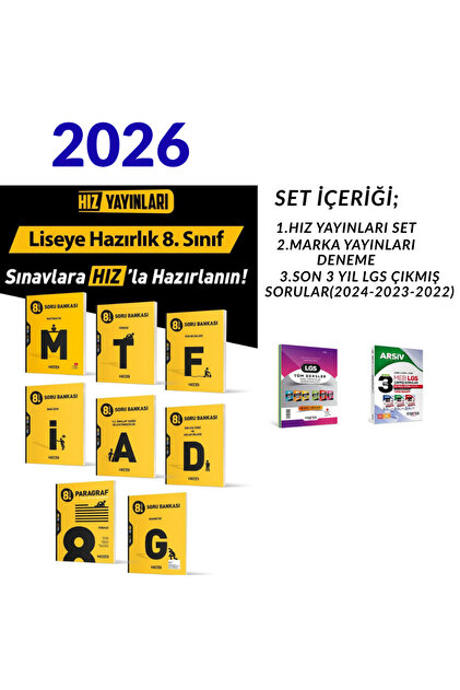 Hız Yayınları Hız Yayınları 8.sınıf 2026 Tüm Dersler Soru Bankası