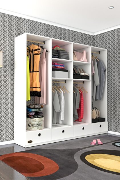 Kenzlife Giysi Dolabı 4 Bölmeli 4 Çekmeceli Kamil 182*200*42 Byz