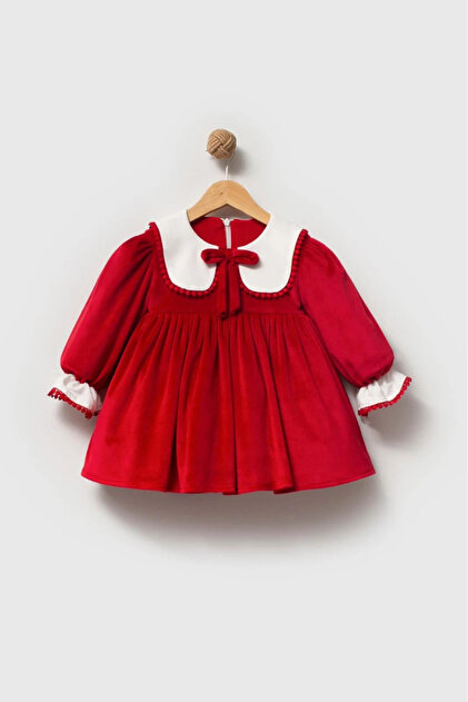 aysskids Valery Baby Girl Red Velvet Long Sleeve Special Occasion Holiday  Dress- Trendyol