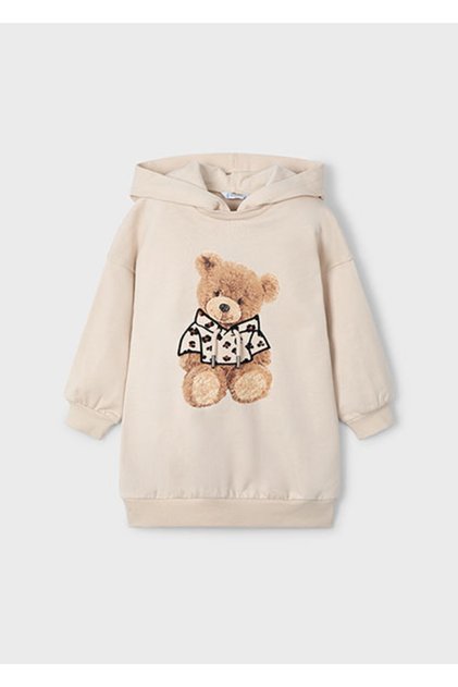 Girl's Beige Hooded Dress 4928