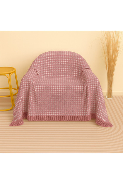 Cotton Ecru Sofa Throw 170X170 cm – Fringed Tv Blanket & Single Sofa Cover