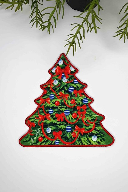 Tree Form Ribbon Christmas Tree Embroidery Edge Cocktail Napkin 1 Piece