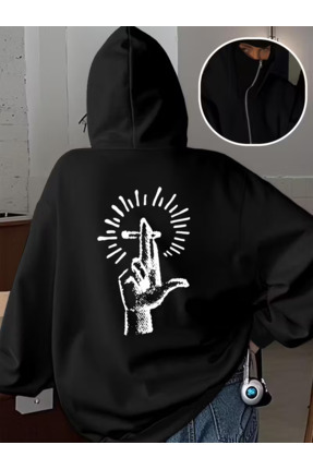 LAND MODA Kar Maskeli Ninja Unisex Sweatshirt Hırka 2iplik kalın