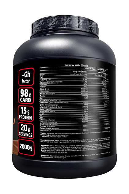 その他 masa-gon zax nutrition Mass Gainer 2000gr Yüksek Protein Değerli Ve Amino