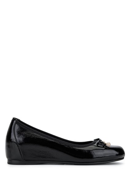 Women's Genuine Leather Black Patent Leather Comfort Shoes