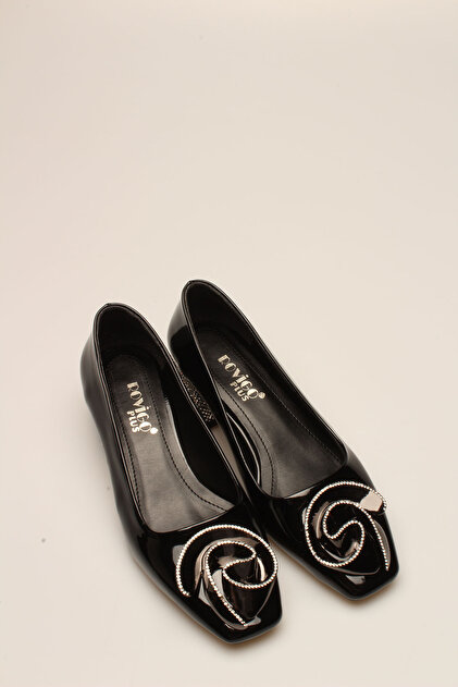 BLACK RUGAN STONE WOMEN'S HEELS