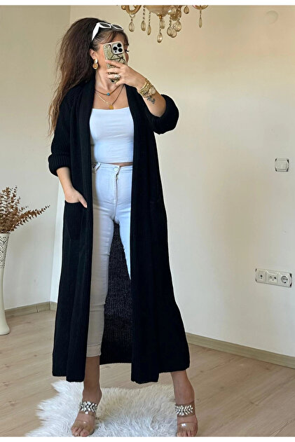 Long Loose Cardigan Black