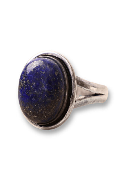 Inel Reglabil Metal Argintiu cu Piatra Naturala Lapis Lazuli Qadri