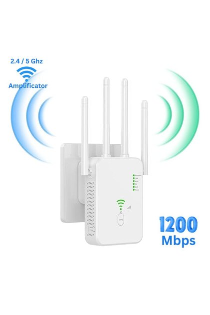 Extender WiFi Dual Band 1200 Mbps cu amplificare puternică a semnalului și configurare simplă