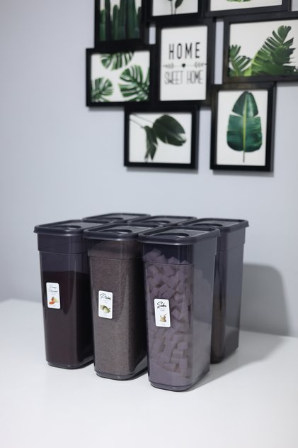 6-Piece 12-Compartment 3200 ml Food and Grain Storage Container Set with Airtight Lids Kitchen Organizer