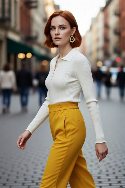 Women's Fitted Polo Neck Long Sleeve Ribbed Knit Sweater Ideal Choice for Spring Autumn Good Quality