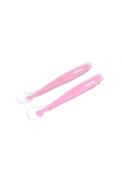 Σετ 2 κουταλιών σιλικόνης U-Growpink 6 μηνών+