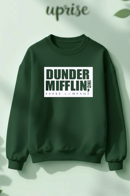 Dunder Mifflin the Office Printed Cotton 3 Thread Crew Neck Oversize Sweatshirt