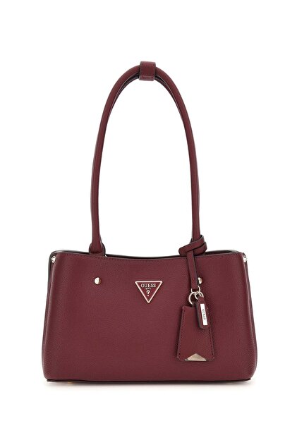 ゆん　54 Guess Kadın Meridian Üçgen Logolu Omuz Çantası - Bordo - Fiyatı
