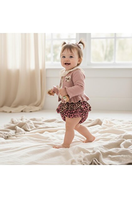 Baby Girl Rose Butt Ruffle 3-Piece Set Cmn-3738