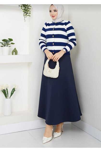 Women's Knitwear Cardigan and Scuba Skirt Set -0021