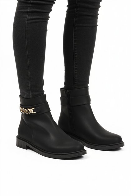 Black Emerald Fur Inside Zippered Non-Slip Women's Boots 636182 Z