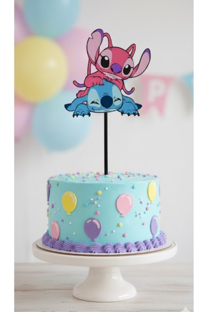 Stitch Mavi Pembe Pasta Süsü