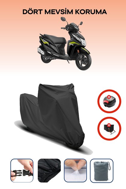 Black Honda Dio Compatible Motorcycle Cover, Protective Cover