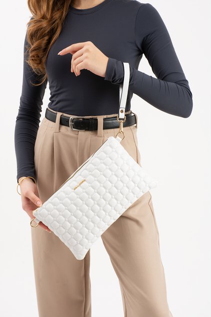 Quilted Pattern Plain Skin Leather Women's Portfolio/Clutch/Handbag