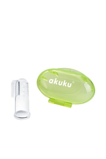 Degetar din silicon pentru masajul gingiilor in cutie verde,
