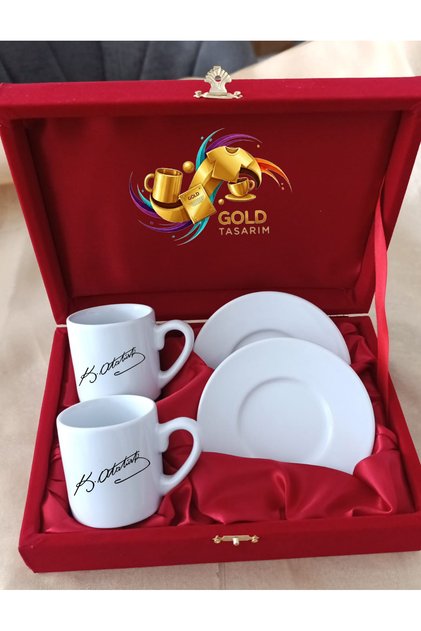 Ataturk Signed Turkish Coffee Cup with Velvet Box