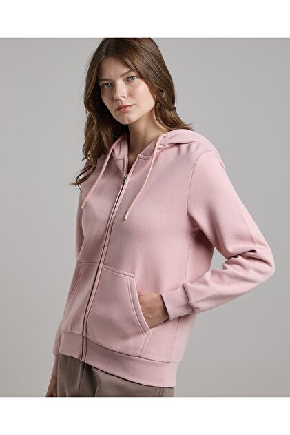 Solid Hooded Jacket with Zipper Closure