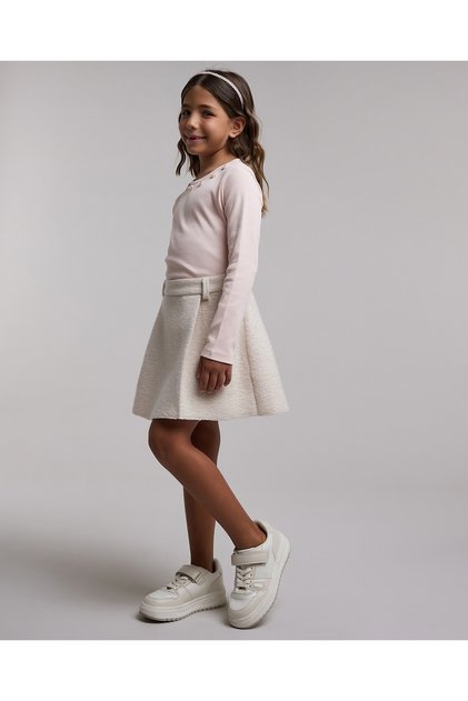 Textured Mini Skirt with Elastic Waist