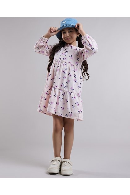 Floral Print Ruffle Dress with Long Sleeves