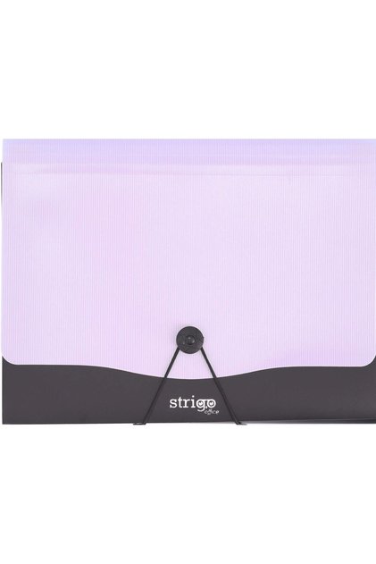 Mapa PP A4, 13 compartimente, inchidere cu elastic, clips metalic, mov SF050