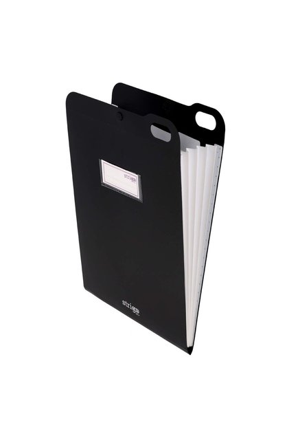 Organizator PP A4, vertical, 5 separatoare, inchidere capsa, negru SF071