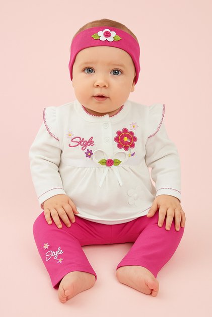 Baby Girl 100% Cotton Embroidered 3-Piece Set 3-6 Months 6-9 Months