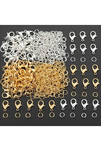 300 Pieces Gold and Silver Parrot Clips and 4 mm Ring Jewelry Making Supplies
