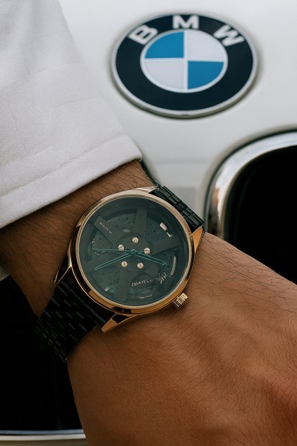 Iconic Car Wheel Rim Model Adjustable Lanyard Men's Wristwatch