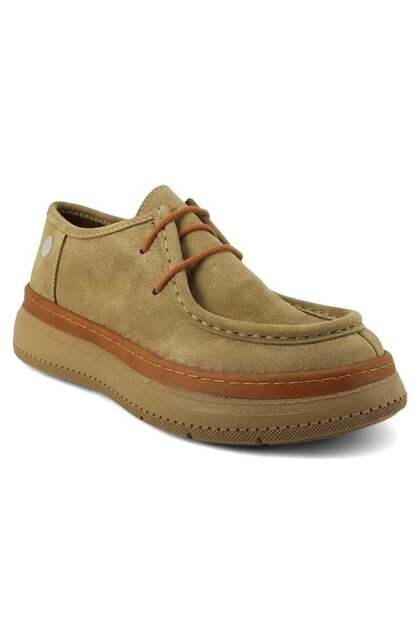 7025 Genuine Leather Casual Women's Shoes-Beige