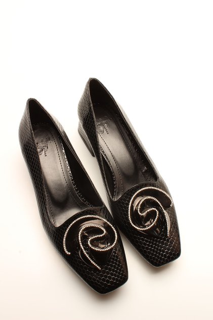 Black Honeycomb Patent Leather Buckle Women's Heels